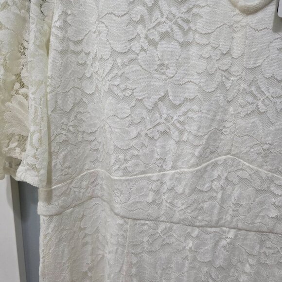 Torrid White Lace Midi Dress 14 | Bridal Flutter Sleeve Fit & Flare Romantic For - Picture 16 of 16